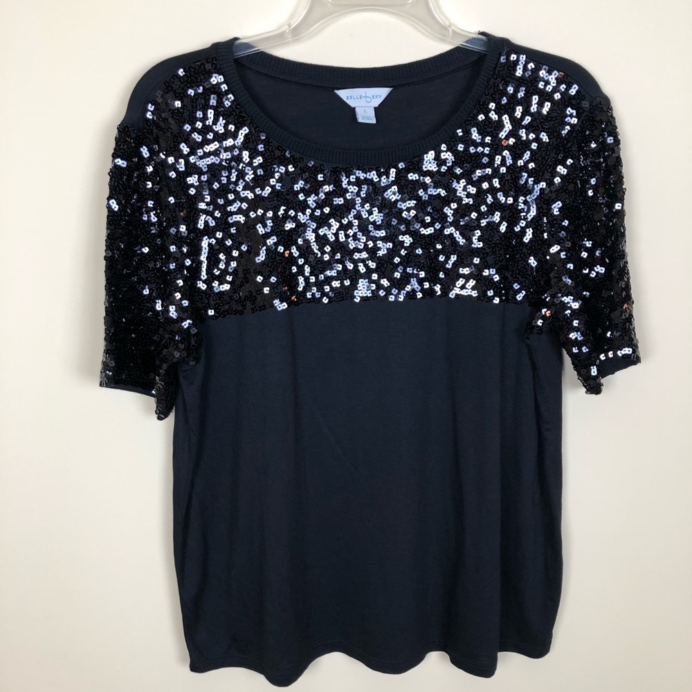 NWOT - Belle + Sky Midnight Black Sequin Top
